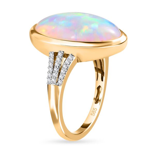 AAAA nat&uuml;rlicher, &auml;thiopischer Welo Opal und Diamant-Ring in 585 Gelbgold - 8,18 ct. image number 7