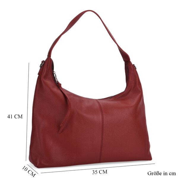 Echtleder-Hobo-Bag mit abnehmbarem Schulterriemen, 41x10x35 cm, Weinrot image number 8