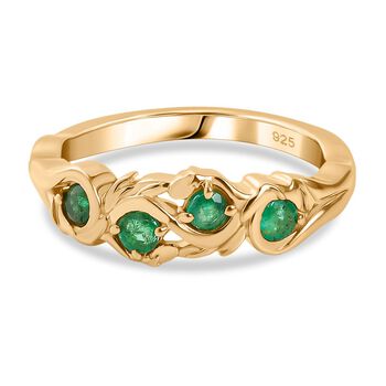 Kagem Sambischer Smaragd Ring 925 Silber 750 Gelb Vergoldet (Gr&ouml;&szlig;e 20.00) ca. 0,34 ct