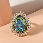Pfau Triplett Quarz und Zirkon Ring 925 Silber Gelbgold Vermeil  ca. 7,72 ct image number 1