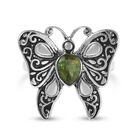 Natürlicher Peridot Schmetterling-Ring, Edelstahl Schwarz oxidiert (Größe 16.00) ca. 2,00 ct