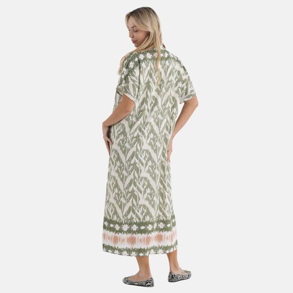 LA MAREY Kleid, Lang, Print, 125cm, Wei&szlig;-Gr&uuml;n image number 5