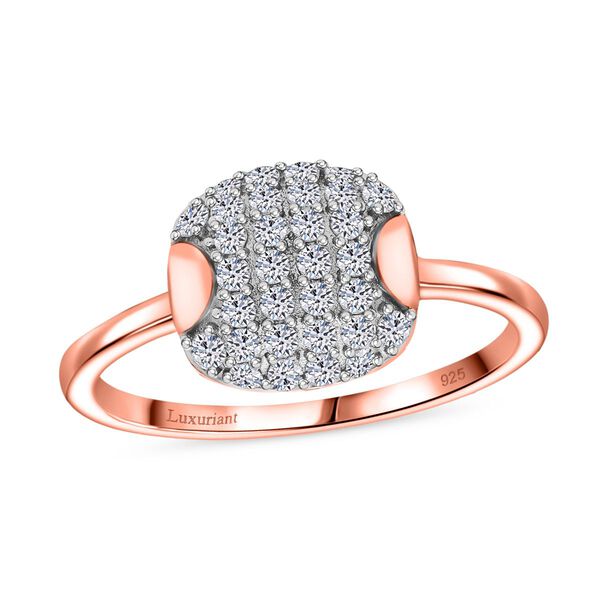 LUXURIANT SGL zertifizierter SI-GH Labor Diamant Ring, 925 Silber 750 Ros&eacute;gold Vermeil - 0,50 ct. image number 2