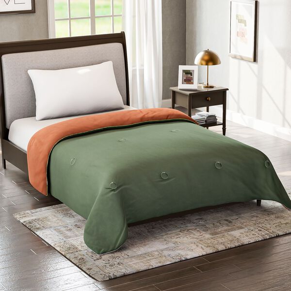 Serenity Night Wende-Kühlsteppdecke, Zwei-Ton, 135×200cm, Kupfer und Dunkelgrün image number 4