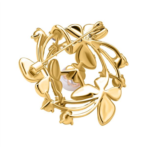 Künstliche Perlen- und  Zirkonia-Brosche, goldfarben ca. 3,00 ct image number 4