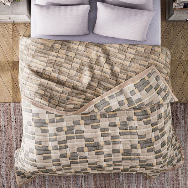 Luxus Jacquard Decke, fein gemustert, 2200 g Poly F&uuml;llung, 200 x 230 cm, Grau image number 3