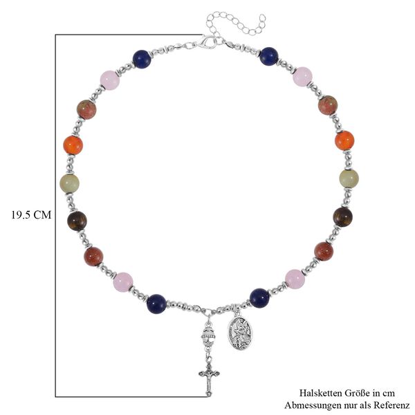 Multi-Edelstein Halskette, 45+5 cm - 180 ct. image number 6