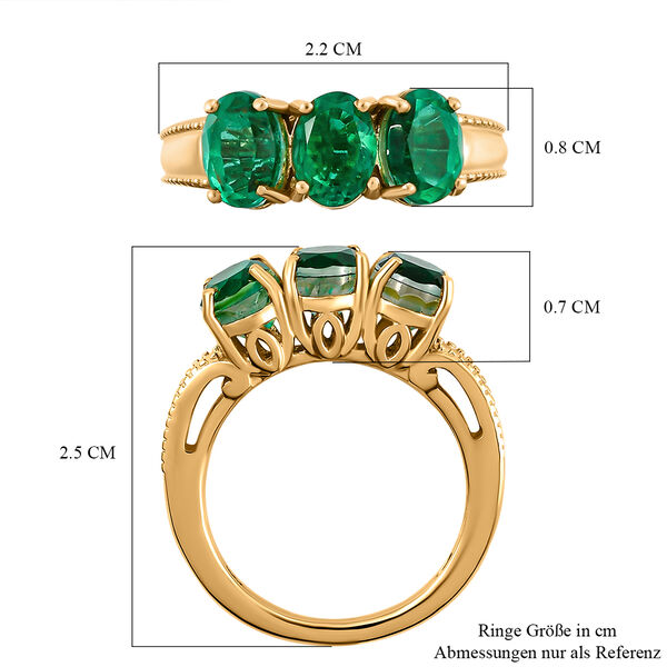 Smaragd-Triplett-Quarz Ring, 925 Silber vergoldet  ca. 3,25 ct image number 6