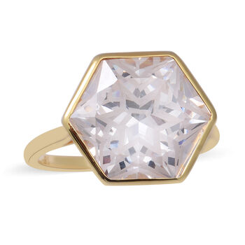 LUSTRO STELLA Wei&szlig;er Zirkonia Ring 925 Silber vergoldet (Gr&ouml;&szlig;e 17.00) ca. 11,89 ct