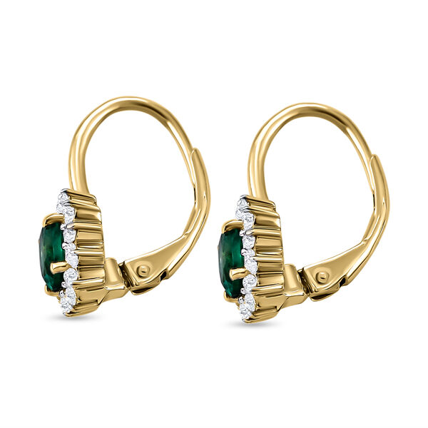 AAA Smaragd und Zirkon florale Halo-Ohrh&auml;nger in Silber image number 5