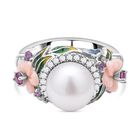 Weißer Südsee Perlen und rosa Perlmutt Ring, 925 Silber rhodiniert (Größe 16.00) ca. 0,57 ct image number 0