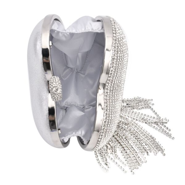 Herzf&ouml;rmige Clutch mit Kristallen, 15x16cm, silberfarben image number 6