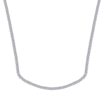 Flexible, wei&szlig;e Zirkonia-Halskette, 45-66cm