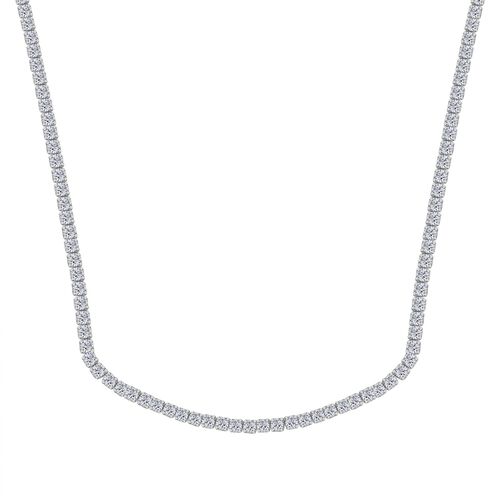 Flexible, weiße Zirkonia-Halskette, 45-66cm image number 0