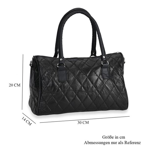 Stylische Echtleder Crossbody-Tasche mit glänzender Optik, Schwarz image number 10