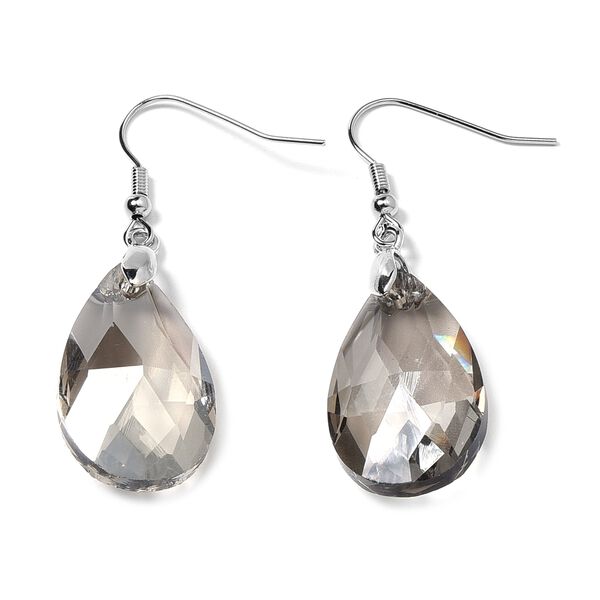 2er-Set, simulierte, graue und wei&szlig;e Kristall-Halskette und Ohrringe image number 4