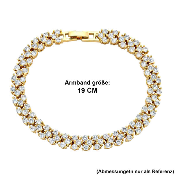 Wei&szlig;er Zirkonia Armband ca. 19 cm Nickelfreies Messing, goldfarben image number 5