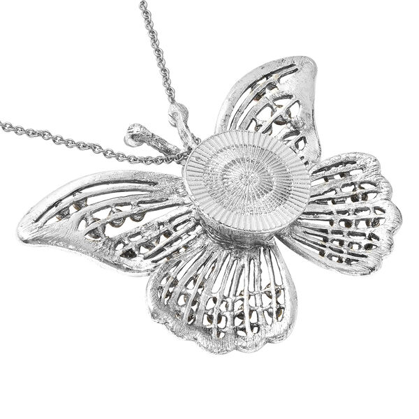 Mehrfarbige Kristall- und graue Glasperlen-Schmetterling-Brosche/Anh&auml;nger mit 60 cm Kette - 4 ct. image number 5