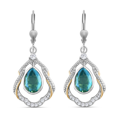 Pfau Triplett Quarz und Zirkon-Ohrringe, 925 Silber Bicolor, ca. 4,83 ct image number 0