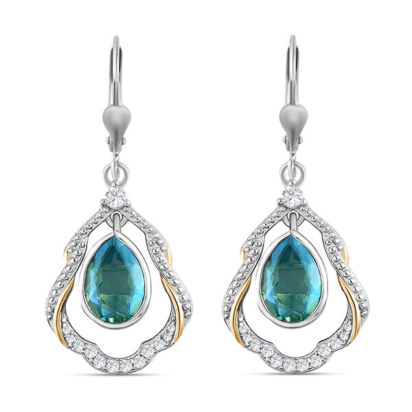 Pfau Triplett Quarz und Zirkon-Ohrringe, 925 Silber Bicolor, ca. 4,83 ct image number 0
