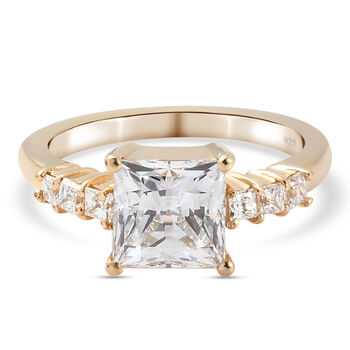 LUSTRO STELLA - feinster Zirkonia-Ring, 925 Silber vergoldet (Gr&ouml;&szlig;e 16.00)