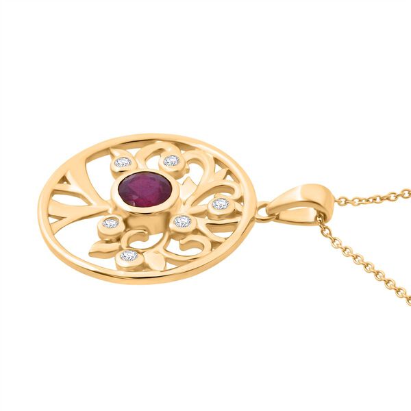 Afrikanischer Rubin und Moissanit Anh&auml;nger mit 50cm Kette - 1,57 ct. image number 3