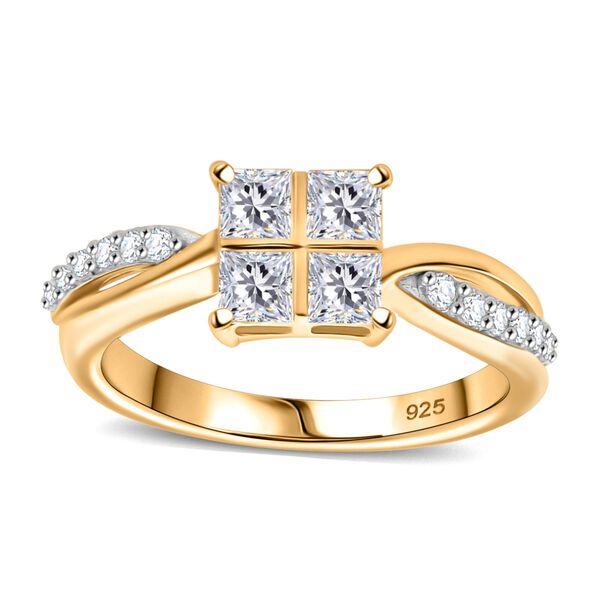 Moissanit Ring 925 Silber 750 Gelbgold Vermeil (Gr&ouml;&szlig;e 18.00) ca. 0,82 ct image number 4