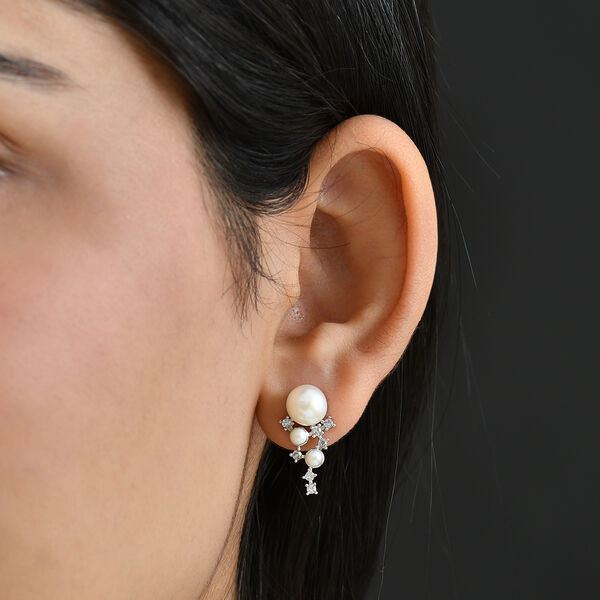 EVER TRUE S&uuml;&szlig;wasser Perle (7.5-8 mm) Ohrringe Nickelfreies Messing image number 3