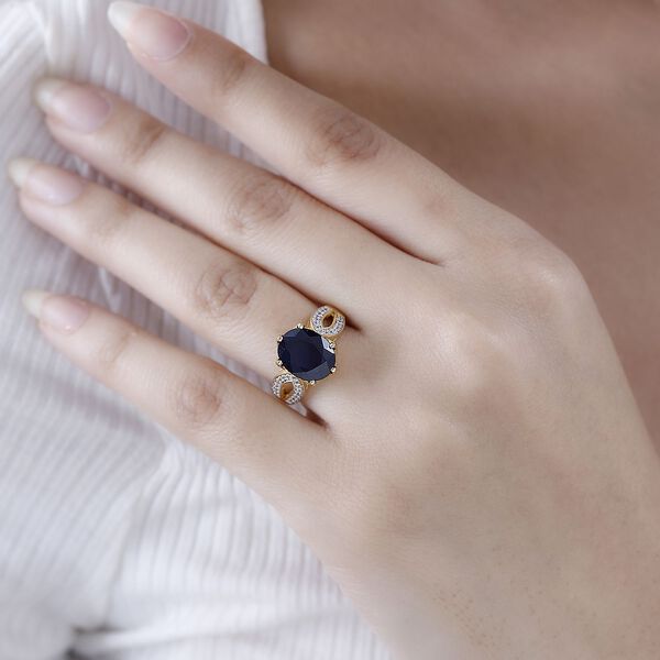 Diffundierter blauer Saphir und Zirkon Ring - 4,57 ct. image number 3