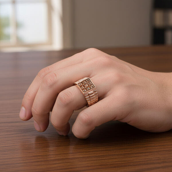 D'Joy natürlicher Champagner Diamant Herrenring image number 3