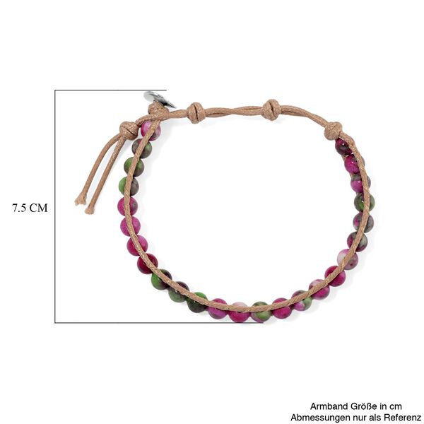 Flexibles Fuchsia-gr&uuml;nes Regenblumen-Yuhua-Quarzit Armband - 35 ct. image number 5