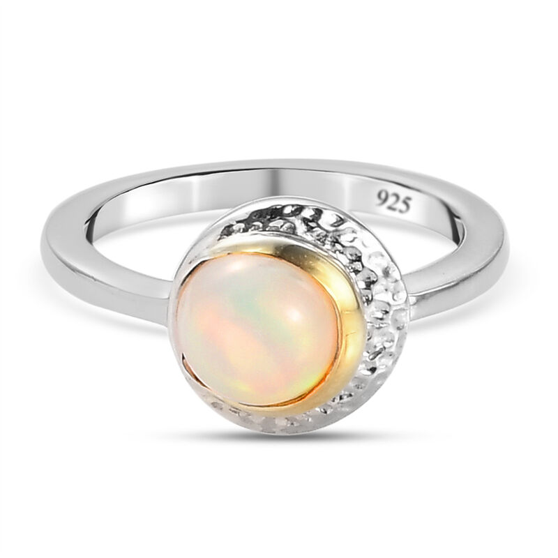 Natürlicher Äthiopischer Opal Sonne, Mond und Erde Ring 925 Silber Zweifarbige Beschichtung image number 0