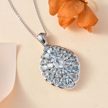 Himmelblauer Topas Anh&auml;nger mit Kette, 925 Silber rhodiniert, ca. 5.50 ct