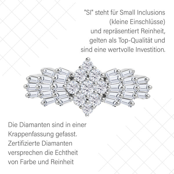 LUXORO SGL zertifizierter I1 G-H Diamant Ballerina-Ring in 585 Wei&szlig;gold - 1 ct. image number 5