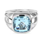 Himmelblauer Topas Ring, 925 Silber platiniert (Größe 16.00) ca. 6.29 ct
