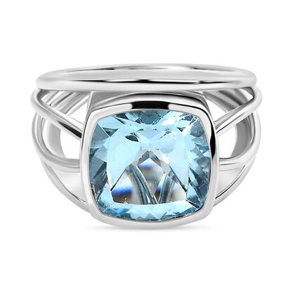Himmelblauer Topas Ring, 925 Silber platiniert (Gr&ouml;&szlig;e 16.00) ca. 6.29 ct