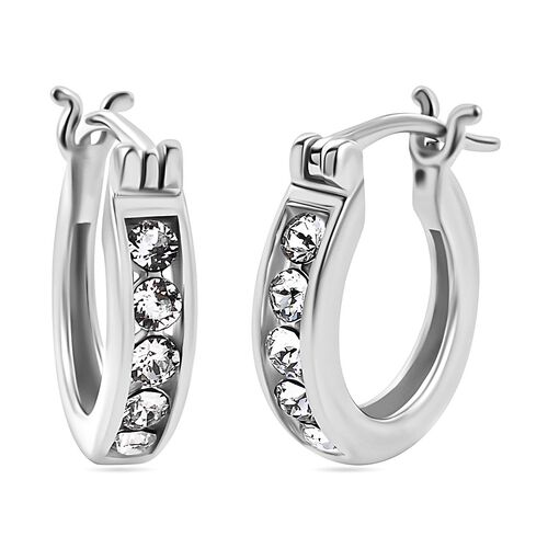 J Francis gefertigt mit SWAROVSKI- Weiße Swarovski Kristall-Ohrringe, 925 Silber platiniert image number 0