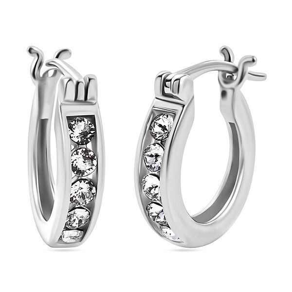 J Francis gefertigt mit SWAROVSKI- Wei&szlig;e Swarovski Kristall-Ohrringe, 925 Silber platiniert image number 0