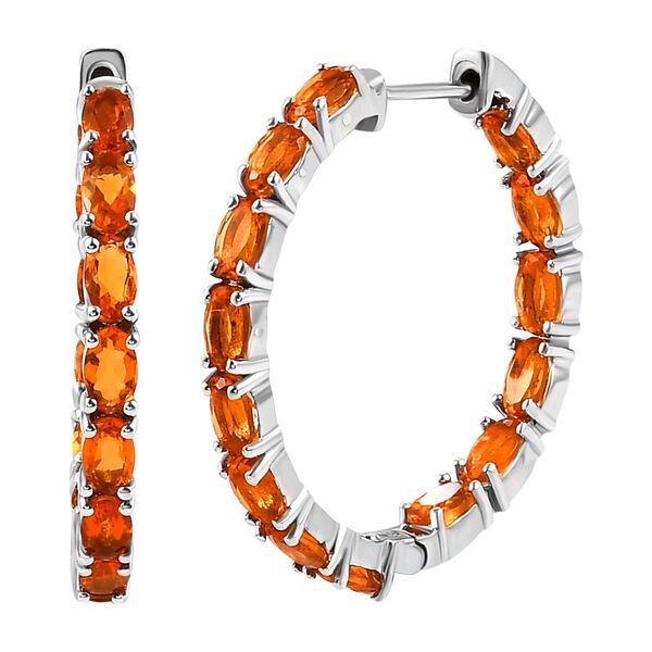 Salamanca Feueropal-Creolen, 925 Silber platiniert, ca. 4.09 ct image number 4