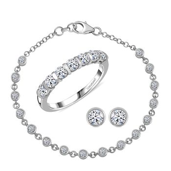 LUXURIANT Labor Diamant Schmuckset, 925 Silber rhodiniert - 2,80 ct.