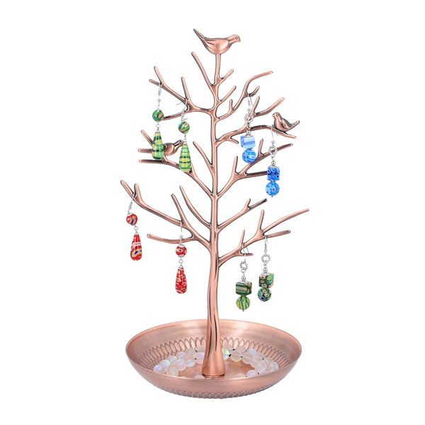 Antiker Vogel Baum Schmuckständer, Größe 15x30 cm, Bronze image number 2