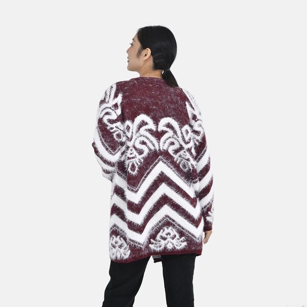 Damen Cardigan mit 2 Taschen, Burgunderrot image number 2