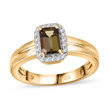 AA nat&uuml;rlicher goldener Tansanit und Moissanit Ring - 0,73 ct.