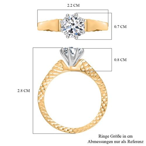 LUXURIOUS DIAMOND -Lab Grown Diamant SI Ring 925 Silber Rhodiniert und 750 Gelbgold Vermeil (Größe 18.00) ca. 1.00 ct image number 6