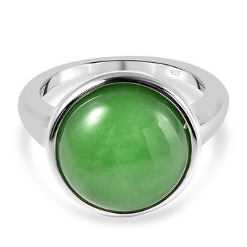 Gr&uuml;ne Jade Solit&auml;r Ring 925 Silber rhodiniert (Gr&ouml;&szlig;e 16.00) ca. 11,36 ct