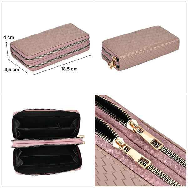 Elegante RFID-gesch&uuml;tzte Brieftasche in Rosa mit Pr&auml;gemuster image number 5