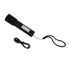 Wiederaufladbare LED-Taschenlampe mit 6 Lichtmodi und verstellbarem Kopf, 1200 mAh Akku, Aluminiumgehäuse, 35x138 mm, Schwarz