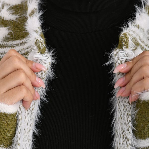 Gemusterter Cardigan mit Taschen, Einheitsgr&ouml;&szlig;e, Norweger-Muster, Oliv image number 6