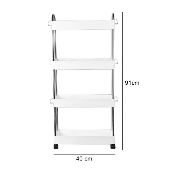 4 Schichten Badregal mit Griffen, Gr&ouml;&szlig;e: 40x12,5x91 cm, Wei&szlig; image number 4