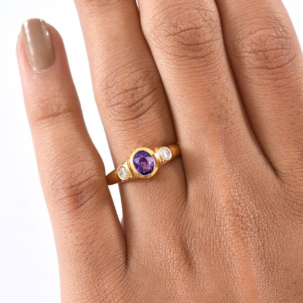 LUXURIANT AAA natürlicher Farbwechsel Saphir und Labor Diamant Ring - 1 ct. image number 3